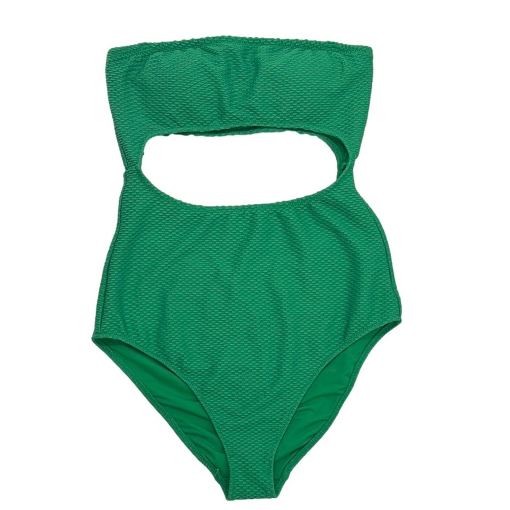New Aerie Strapless Cut Out One Piece Swimsuit Swimwear Green Strapless Small